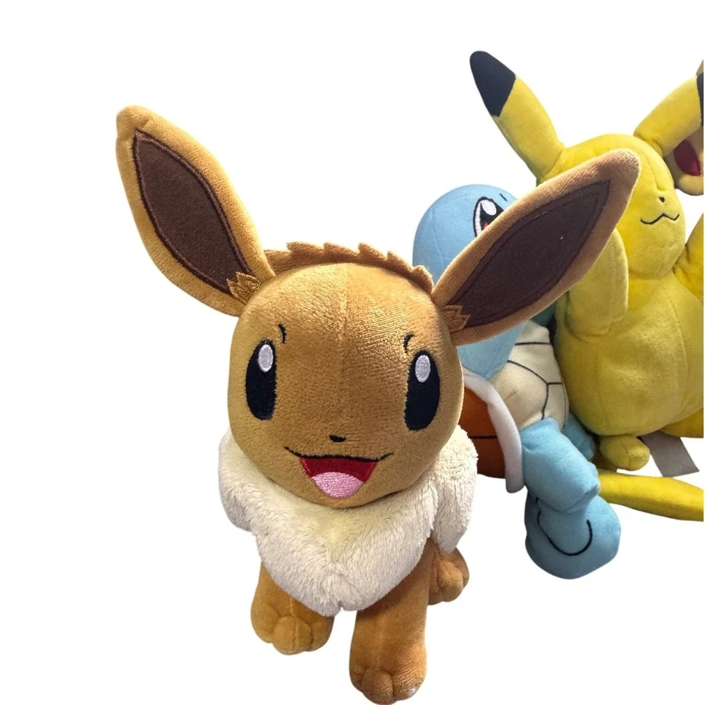 Pokemon Plush Lot Pikachu Eevee‎ Squirtle Chimchar Stuffed Animal Toy Bundle 4pc - Picture 4 of 4